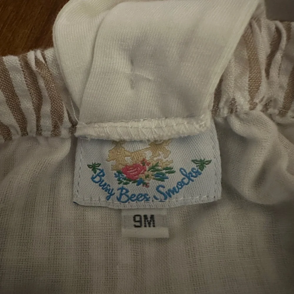 Busy Bees Smocks Striped Baby Romper with Shell Design 9 mo. - Picture 3 of 3